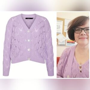 Vero Moda Pointelle-Knit Cardigan Lavender Lilac Plus Size
